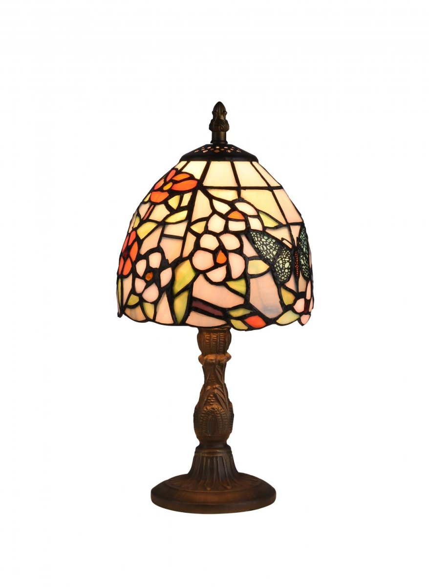 Zoom bilde av Phuket 32cm Flerfarget Fra Norrsken Design - Phuket er en klassisk Tiffany-lampe med et vakkert design med en fjær og blomster i forskjellige farger.