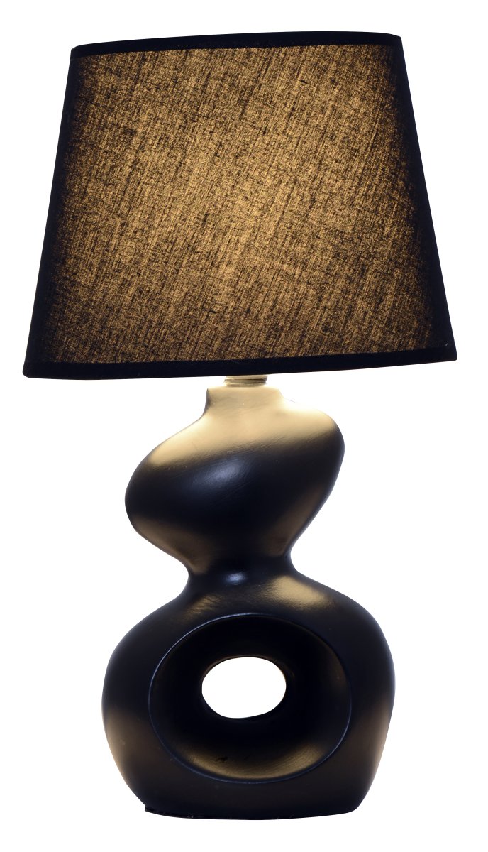 Pablo 36cm Svart bordlampe Fra Cottex - Pablo bordlampe i keramikk og tekstil er en moderne og skulpturell lampe som gir et stilig inntrykk.