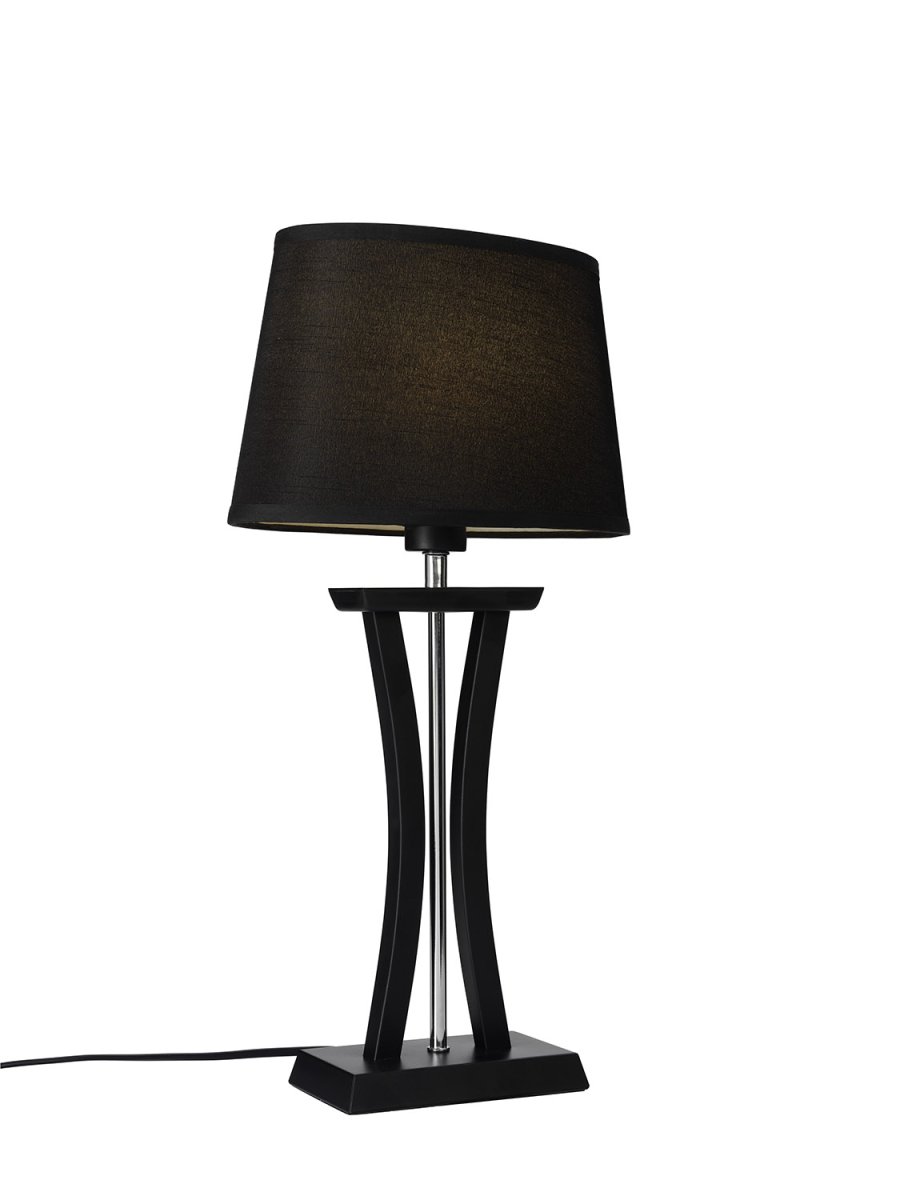 New Chelsea 47cm Svart bordlampe Fra Cottex - Ny Chelsea bordlampe er en elegant kombinasjon av tre, metall og tekstil som gir en moderne og stilig f&oslash;lelse til rommet.