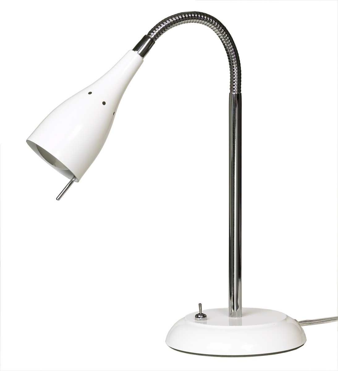 Tanum 40cm Hvit skrivebordslampe Fra Armaturhantverk - Med sin tidl&oslash;se design og praktiske str&oslash;mbryter p&aring;; base, er denne lampen et utmerket valg for b&aring;de moderne og klassisk interi&oslash;r.