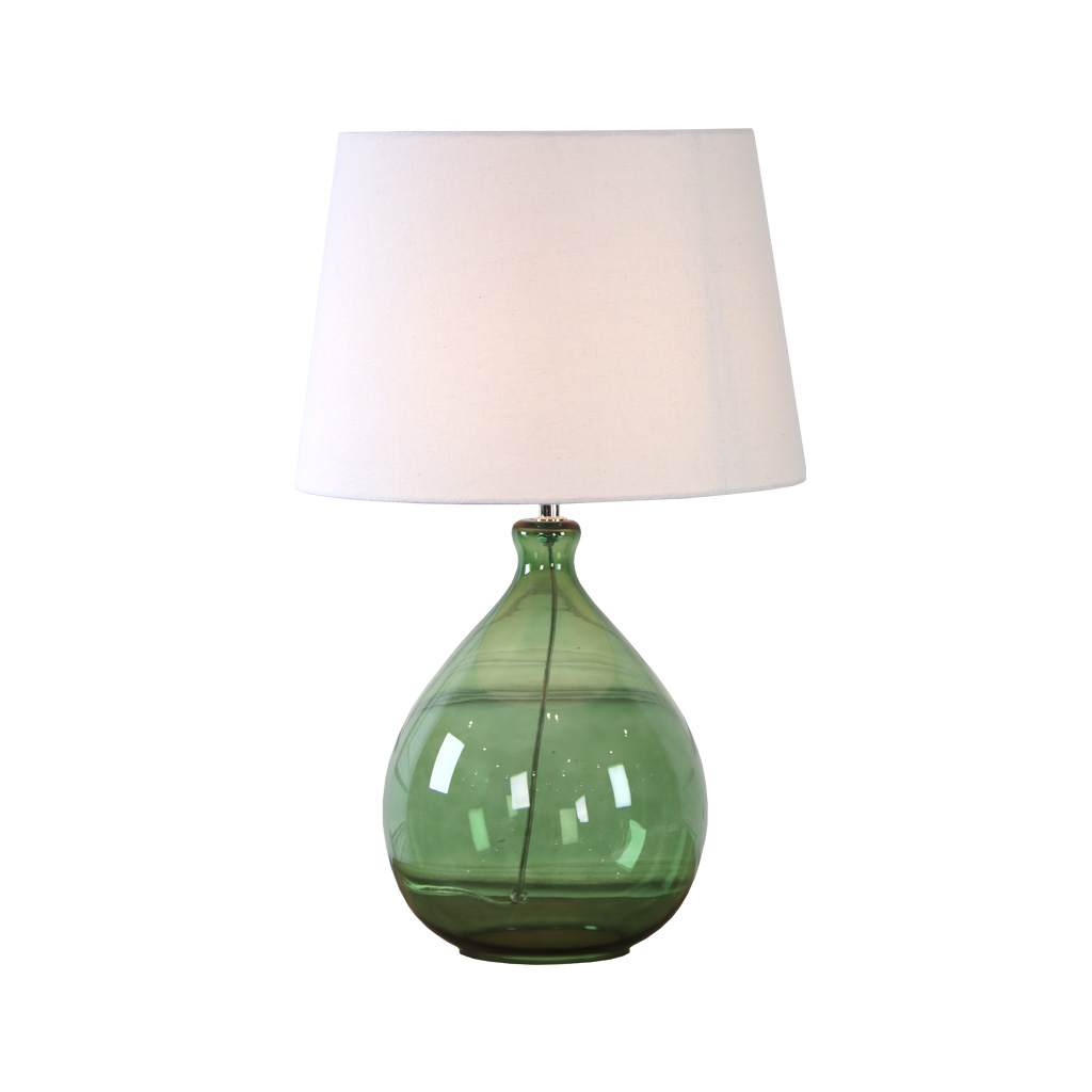 Tasso 55cm Grønn bordlampe Fra Lampan - Tasso er en stilig og dekorativ bordlampe som kombinerer glass og tekstil p&aring; en elegant m&aring;te.