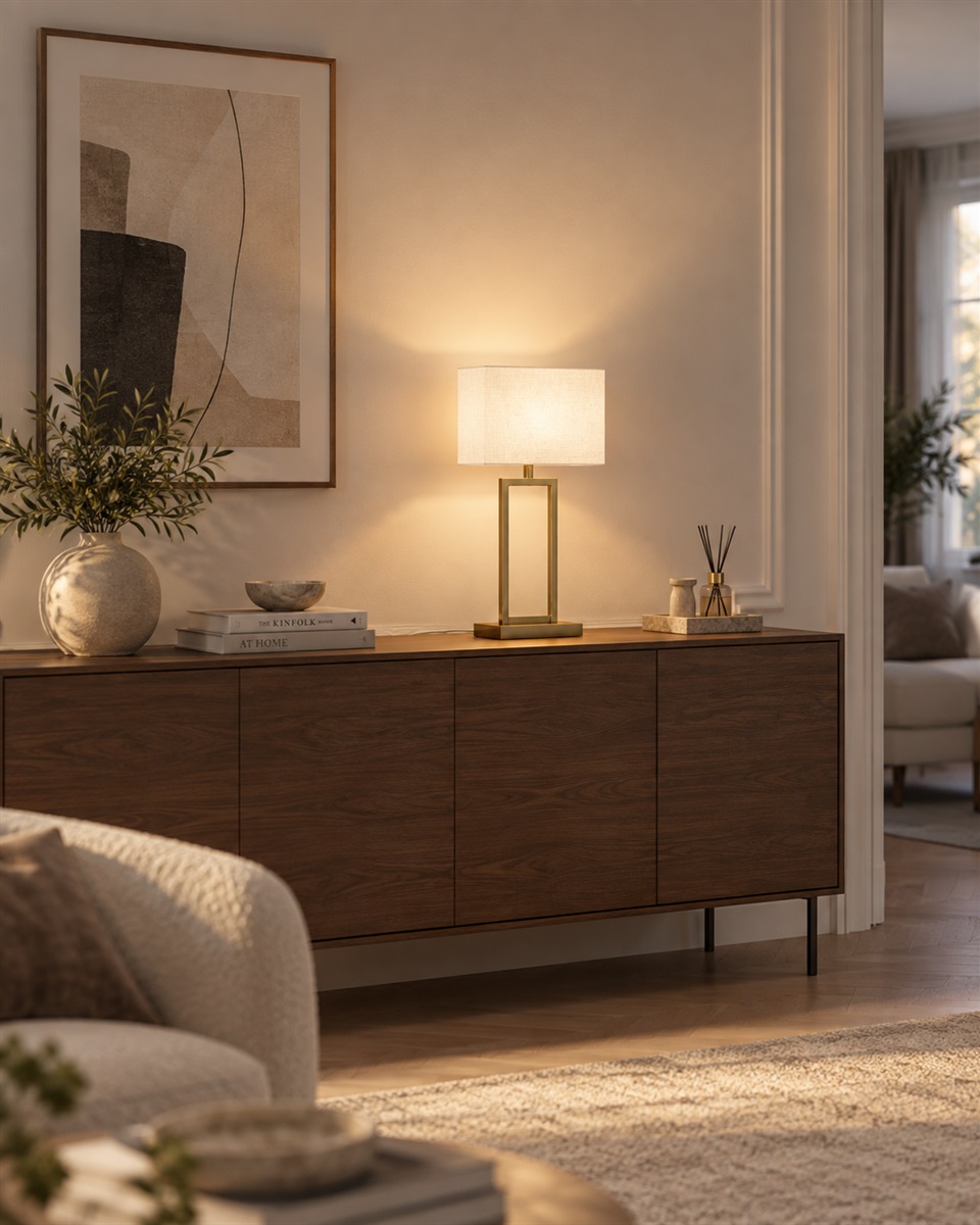 Gemma 52cm Messing bordlampe Fra Nordic Lighting - En elegant bordlampe i metall med en stilig messingfinish som gir et varmt og eksklusivt inntrykk.