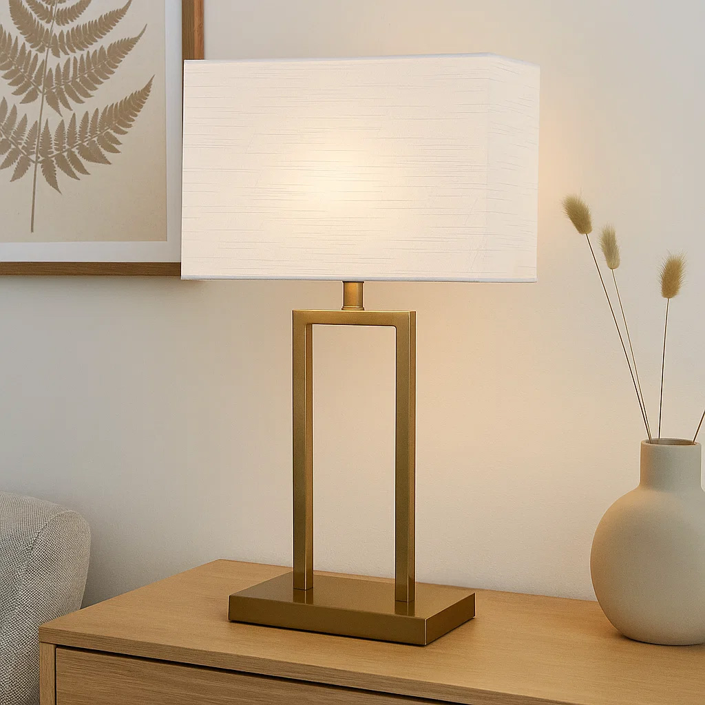 Gemma 52cm Messing bordlampe Fra Nordic Lighting - En elegant bordlampe i metall med en stilig messingfinish som gir et varmt og eksklusivt inntrykk.