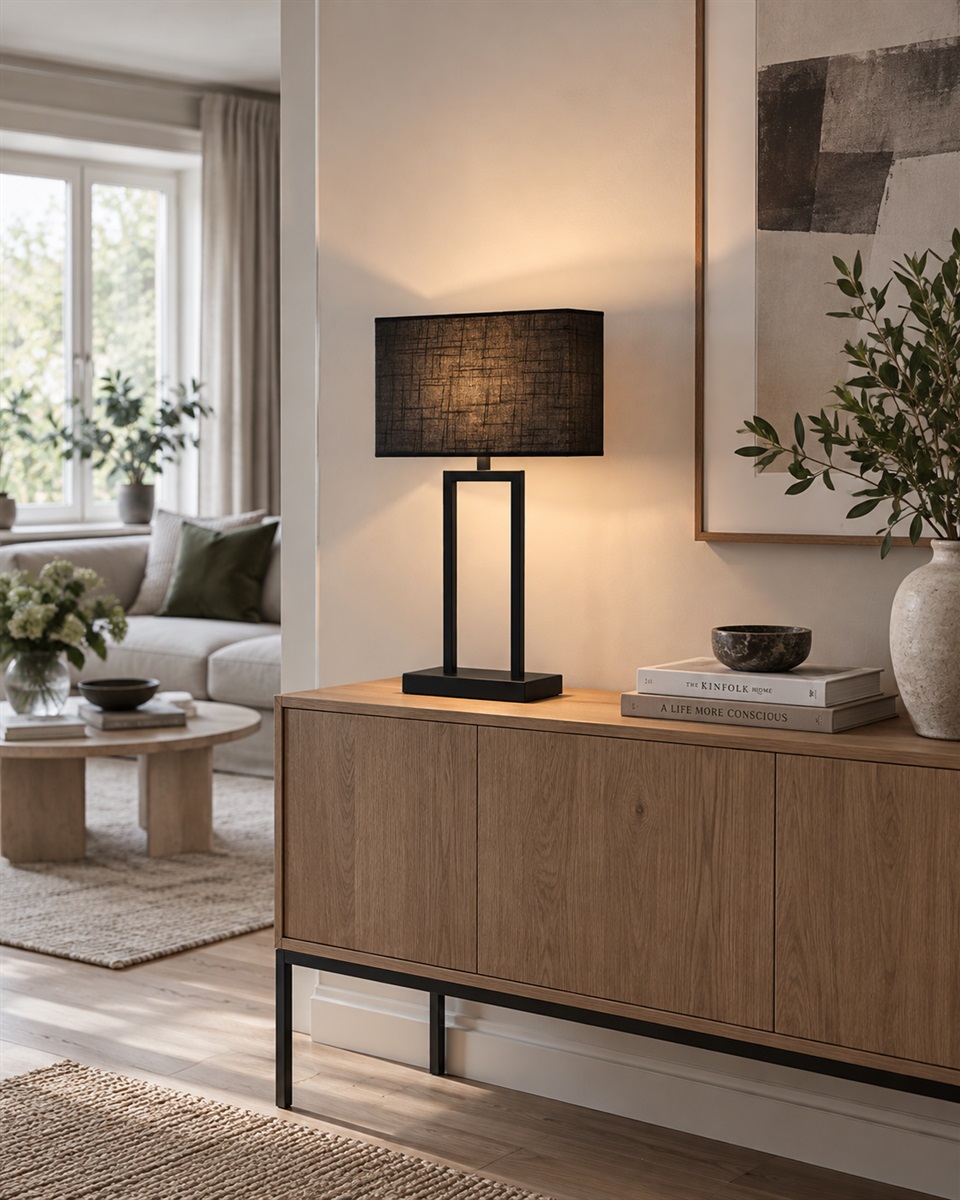 Gemma 52cm Svart bordlampe Fra Nordic Lighting - En stilig bordlampe i metall med svart finish som gir et industrielt og eksklusivt inntrykk.