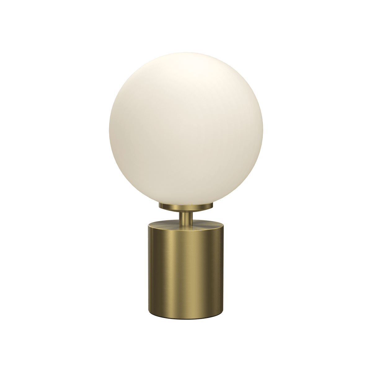 Ballon 24cm Messing bordlampe Fra Herstal - Ballon er en elegant bordlampe med et stilig og tidløst design som kombinerer metall i en vakker satengmessingfinish med en rund skjerm av opalglass.