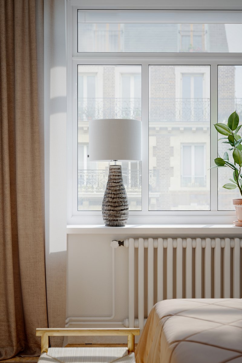 Bartha 74cm Brun bordlampe Fra By Rydéns - Lampefoten i vakkert design laget av keramikk i brun farge skaper en nydelig harmoni i kombinasjon med linskjermen i beige.