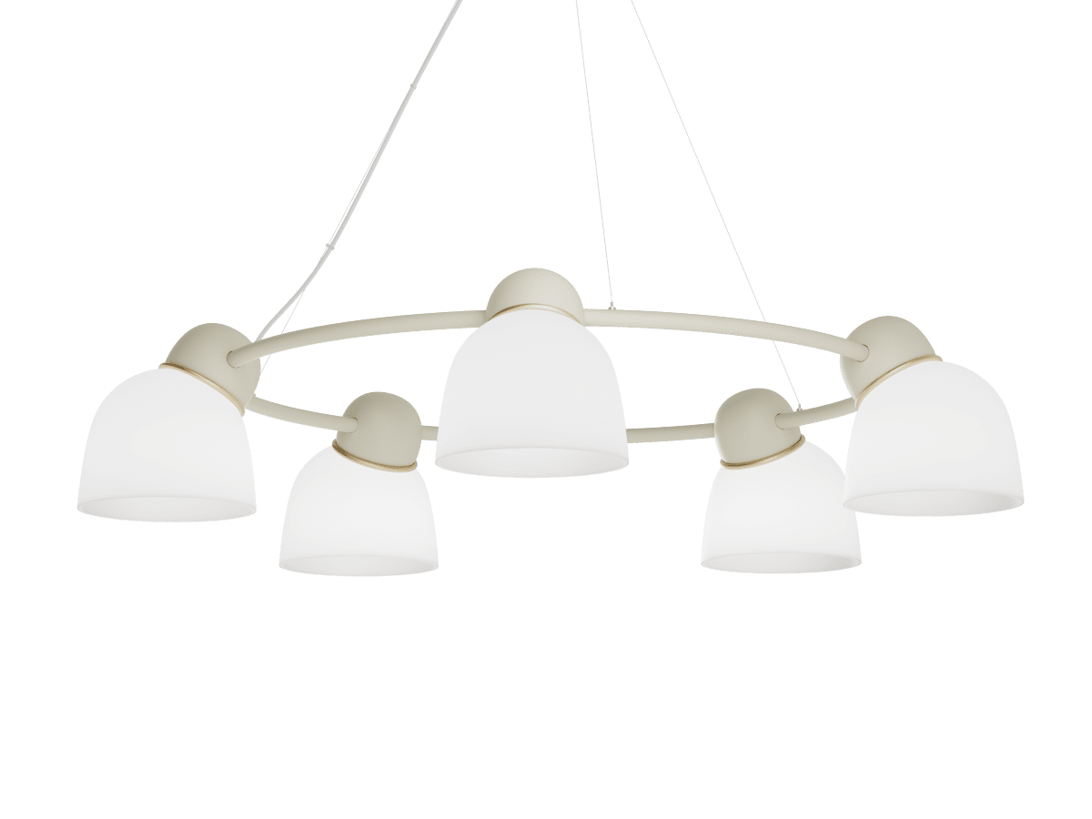 Bird Ø95 Sand/hvit Taklampe Fra Belid - Den sirkulære formen og metallkonstruksjonen skaper en fortryllende og svevende lampe, noe som gjør den til det perfekte midtpunktet i ethvert rom.