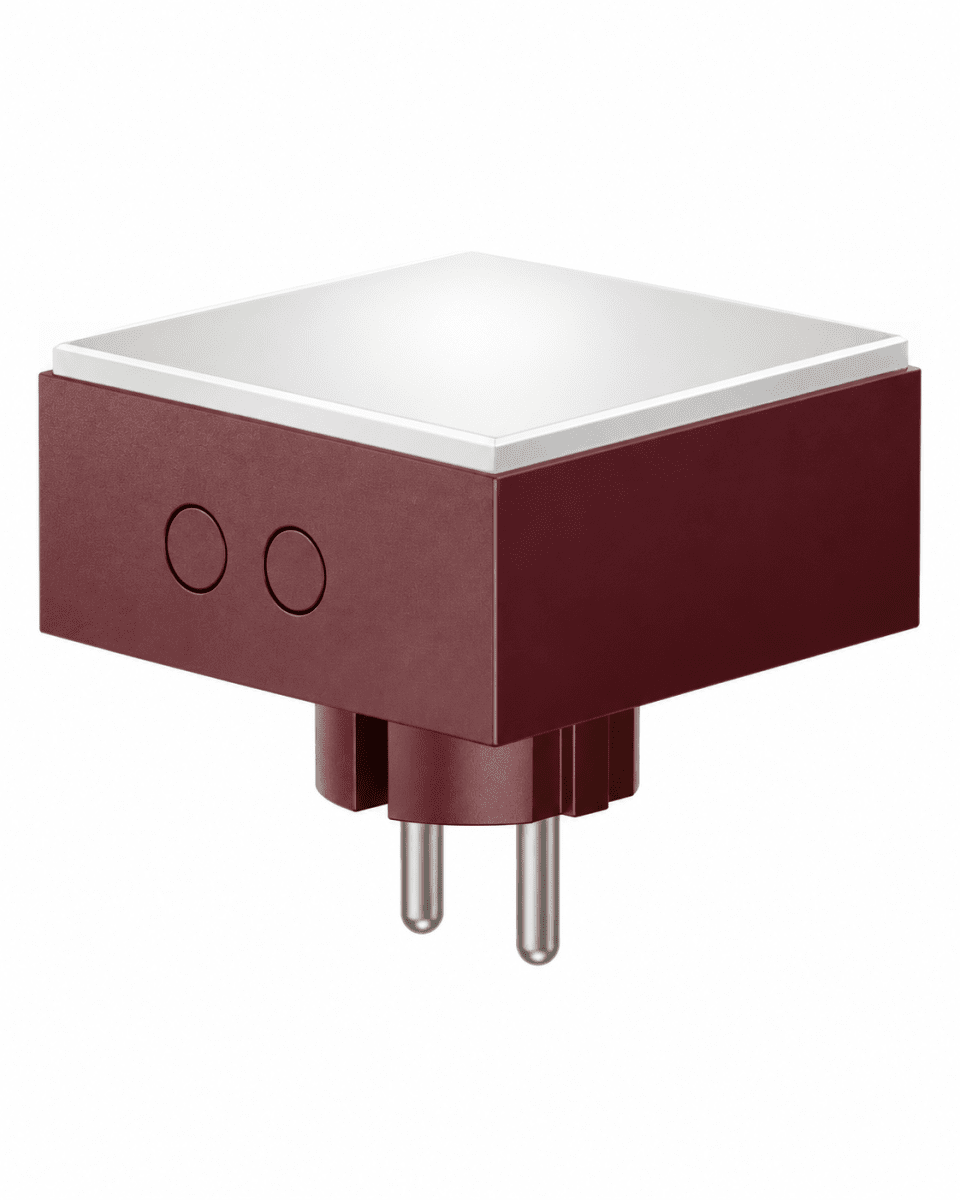 LAMP 1 - EU Burgunder Fra Avolt - Denne hendige lille lampen kobles direkte til stikkontakten (230V) og er perfekt som nattlampe eller stemningsbelysning i gangen, soverommet eller andre rom der du ønsker et mykt lys.