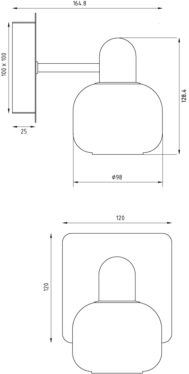 Messina Ø10 Krom baderomslampe Fra Aneta Lighting - Messina vegglampe i krom med opalhvit riflet glassskjerm.