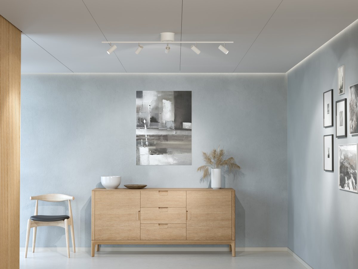 Cato 5 Matt hvit spotlight Fra Belid - Cato-skinnen er tilgjengelig i forskjellige varianter og farger.