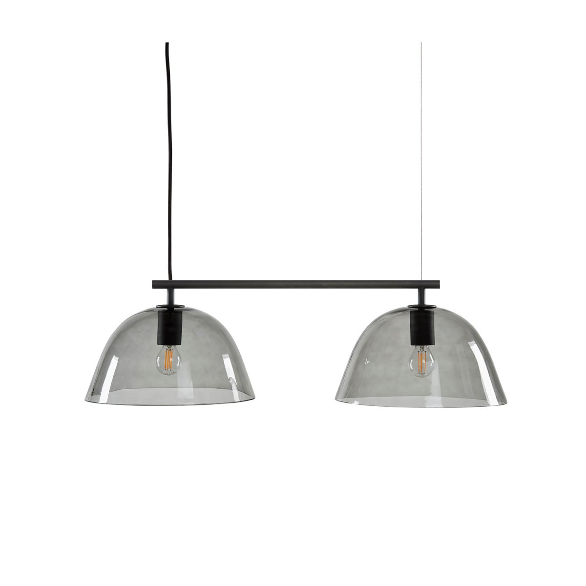 Wendo 70cm Svart Taklampe Fra CO Bankeryd - Med sine røkte glasskupler gir Wendo taklampen en knitrende varm og myk glød i rommet.