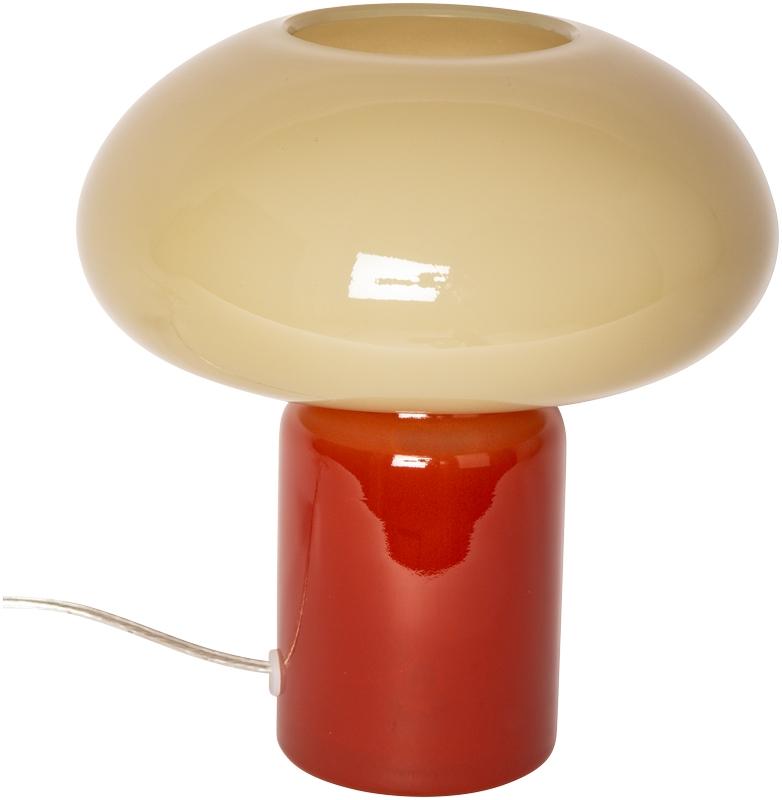 Glas 23cm Rød/beige bordlampe Fra Eja - En dekorativ bordlampe med myke former og et stilig design laget utelukkende av glass.