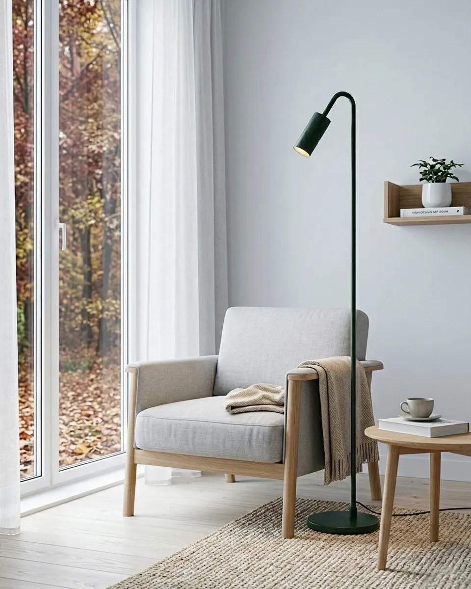 Curve Mørkegrønn gulvlampe Fra By Rydéns - Curve gulvlampe er en stilig og nett lampe i metall med en matt m&oslash;rkegr&oslash;nn finish.