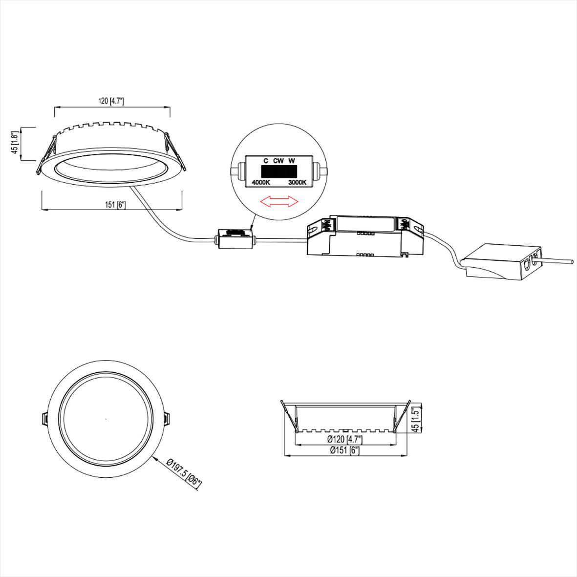 City Downlight 12/14/16W Hvit Fra Designlight - 1600 lmInstallasjonHver armatur leveres med en h&oslash;ykvalitets driver fra Eaglerise, utstyrt med en separat terminalblokk for b&aring;de innkommende og utg&aring;ende kabler (0,75-2,5 mm&sup2;).