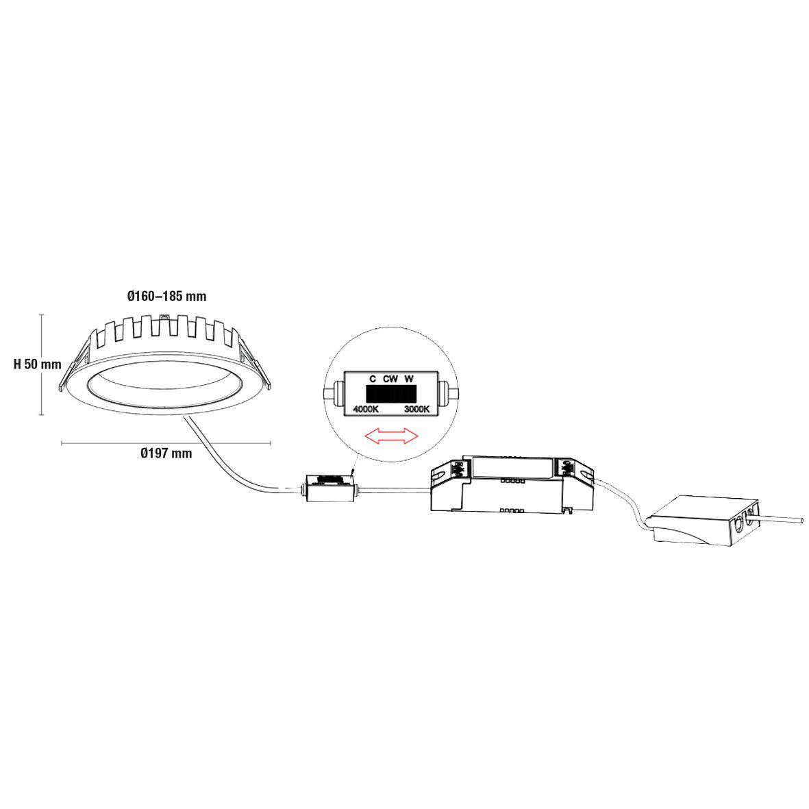 City Downlight 16/20/24W Hvit Fra Designlight - Serien kombinerer moderne LED-teknologi med justerbar effekt og valgbar lystemperatur, noe som gj&oslash;r armaturen spesielt egnet for b&aring;de nye installasjoner og ved utskifting av eldre PLC-armaturer (kompaktlysr&oslash;r).