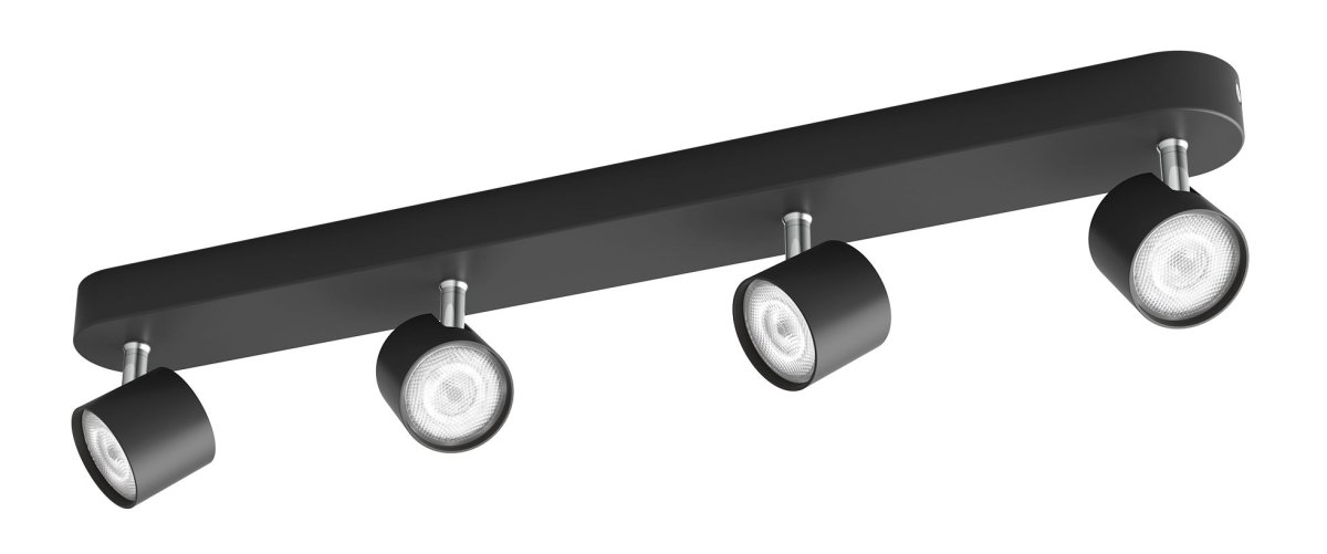 Star 4 Svart spotlight Fra Philips - Denne Philips Star LED-spotten utstråler tidløs eleganse med krombein og svart pulverlakkert hus.
