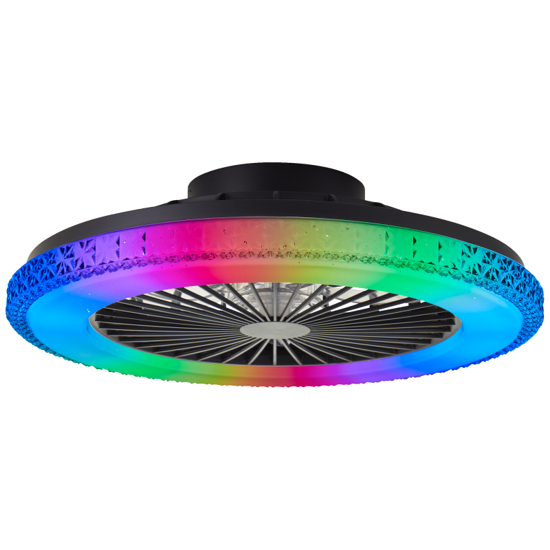 Badria Ø50 Svart Fra Brilliant - Rundt lampen l&oslash;per en dekorativ ramme med gjennomsiktige prismer som reflekterer lyset vakkert og gir lampen en eksklusiv krystalllignende f&oslash;lelse.