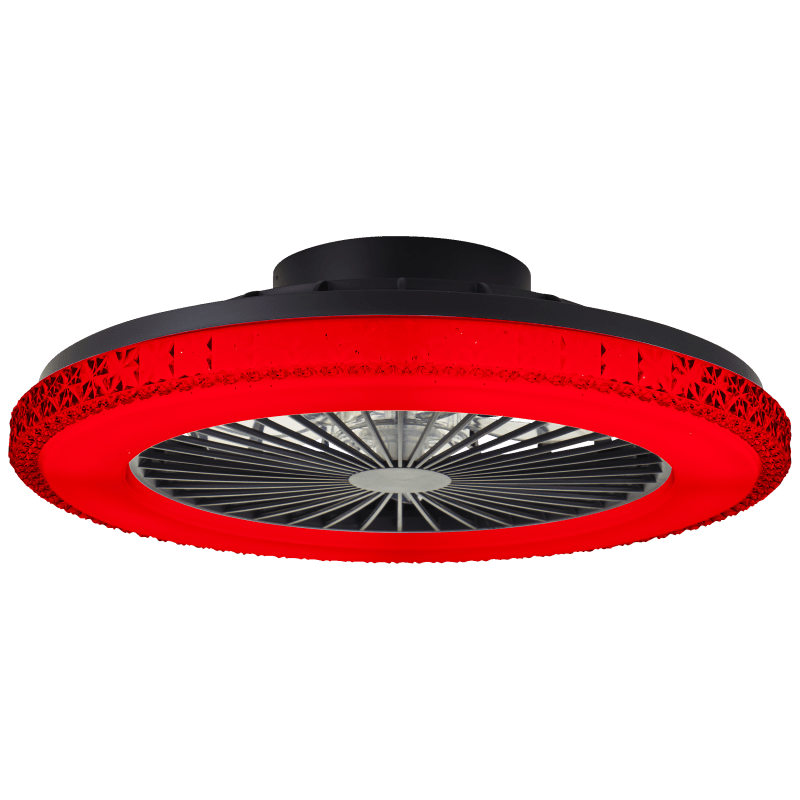 Badria Ø50 Svart Fra Brilliant - Rundt lampen l&oslash;per en dekorativ ramme med gjennomsiktige prismer som reflekterer lyset vakkert og gir lampen en eksklusiv krystalllignende f&oslash;lelse.