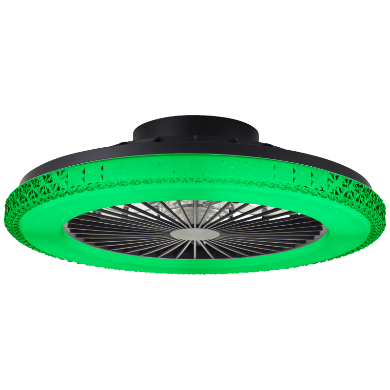 Badria Ø50 Svart Fra Brilliant - Rundt lampen l&oslash;per en dekorativ ramme med gjennomsiktige prismer som reflekterer lyset vakkert og gir lampen en eksklusiv krystalllignende f&oslash;lelse.