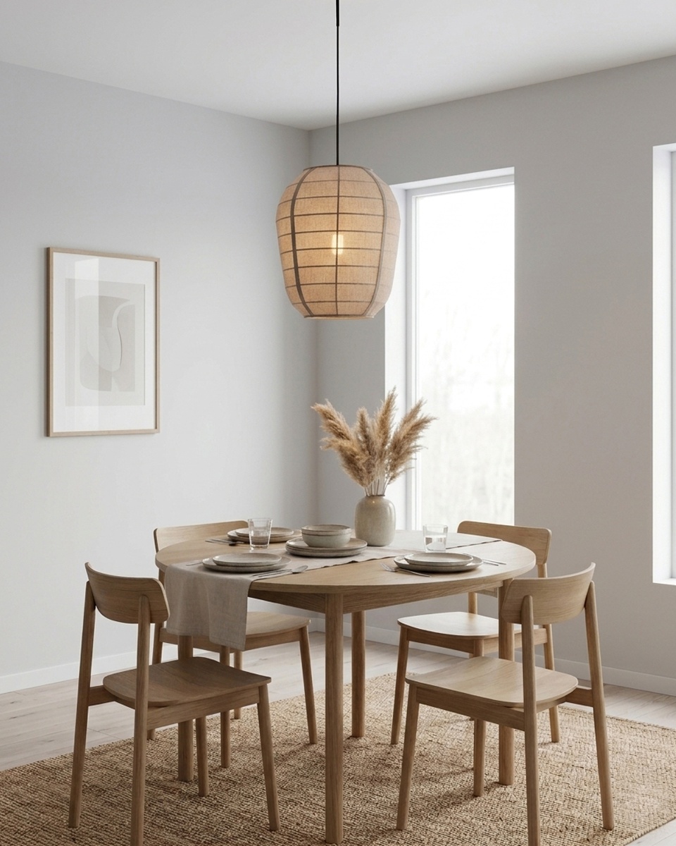 Delino Ø40 Beige Taklampe Fra By Rydéns - Delino er en stilig pendellampe som kombinerer naturlige materialer med et mykt og tidl&oslash;st design.