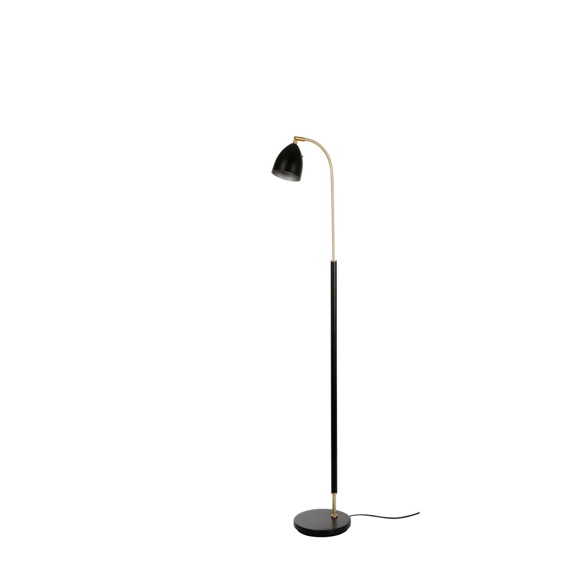 Deluxe Svart/messing gulvlampe Fra Belid - Deluxe gulvlampe er en elegant og tidl&oslash;s lampe i svart og messingfarget metall.