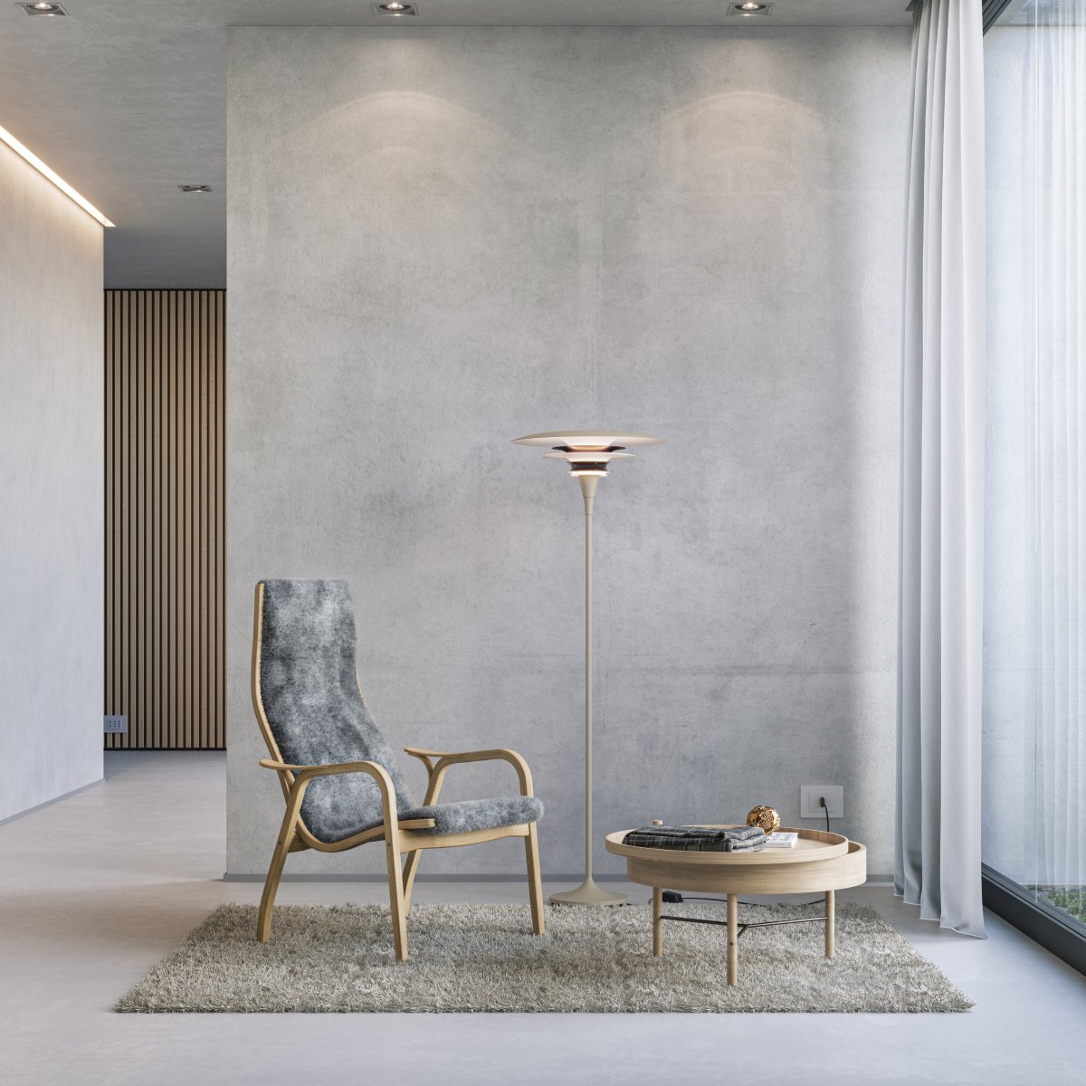Diablo Ø50 Sand/bronse gulvlampe Fra Belid - Lampen er tilgjengelig i flere fargekombinasjoner, spesielt i en sl&aring;ende blanding av sandbeige og bronse som gir et moderne og samtidig dramatisk uttrykk.