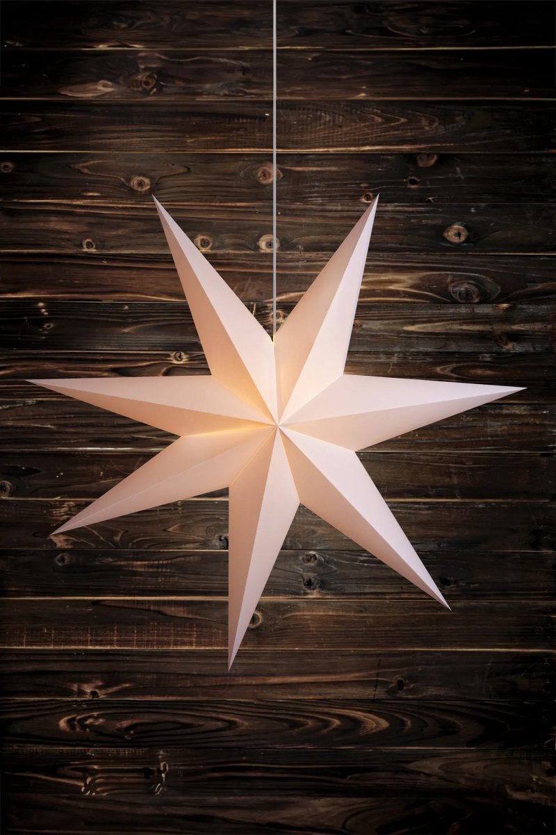 Duva Ø100 Hvit Fra Markslöjd - Adventsstjerne i hvitt, glatt papir med en diameter på 100 cm.