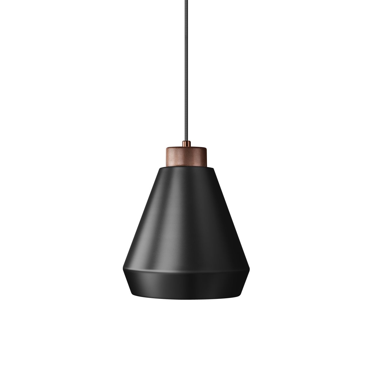 Edge Ø25 Svart Taklampe Fra Herstal - Oppdag den elegante og industrielle designen til Edge-anhenget i svart med kobberdetaljer.