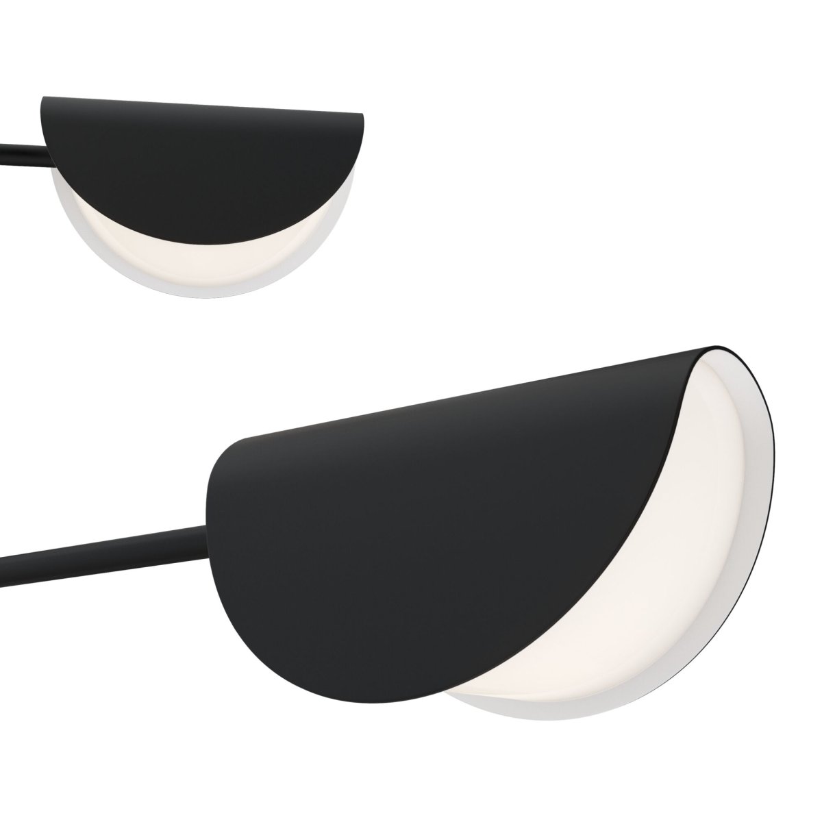 Mollis 125cm Svart Taklampe Fra Maytoni - Laget i svart metall med kupler som har myke konturer og skjulte lyskilder under en akryldiffusor, som gir et subtilt og behagelig lys.