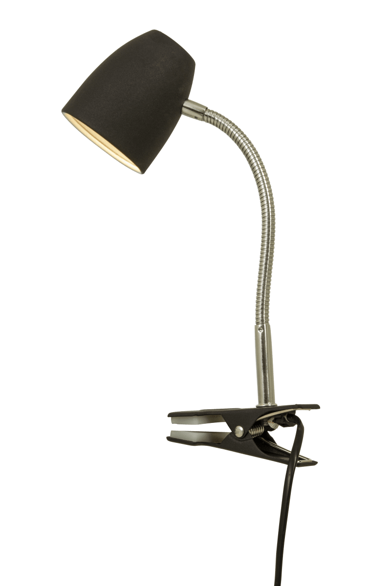 Sandnes Svart klemmelampe Fra Aneta Lighting - Fleksiarmen gj&oslash;r ogs&aring; at den er retningsbestemt.