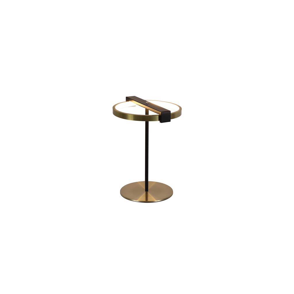 Aerial 35cm Messing/svart bordlampe Fra Searchlight - Den stilige ringen med integrert LED gir et jevnt og behagelig lys som passer perfekt p&aring; sidebordet, skrivebordet eller nattbordet.
