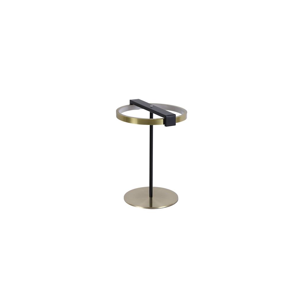Aerial 35cm Messing/svart bordlampe Fra Searchlight - Den stilige ringen med integrert LED gir et jevnt og behagelig lys som passer perfekt p&aring; sidebordet, skrivebordet eller nattbordet.