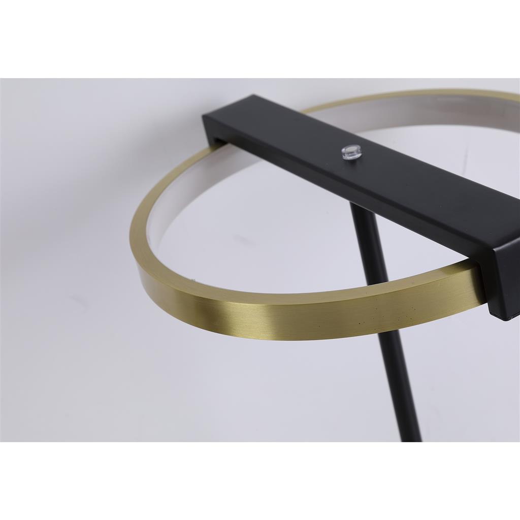 Aerial 35cm Messing/svart bordlampe Fra Searchlight - Den stilige ringen med integrert LED gir et jevnt og behagelig lys som passer perfekt p&aring; sidebordet, skrivebordet eller nattbordet.