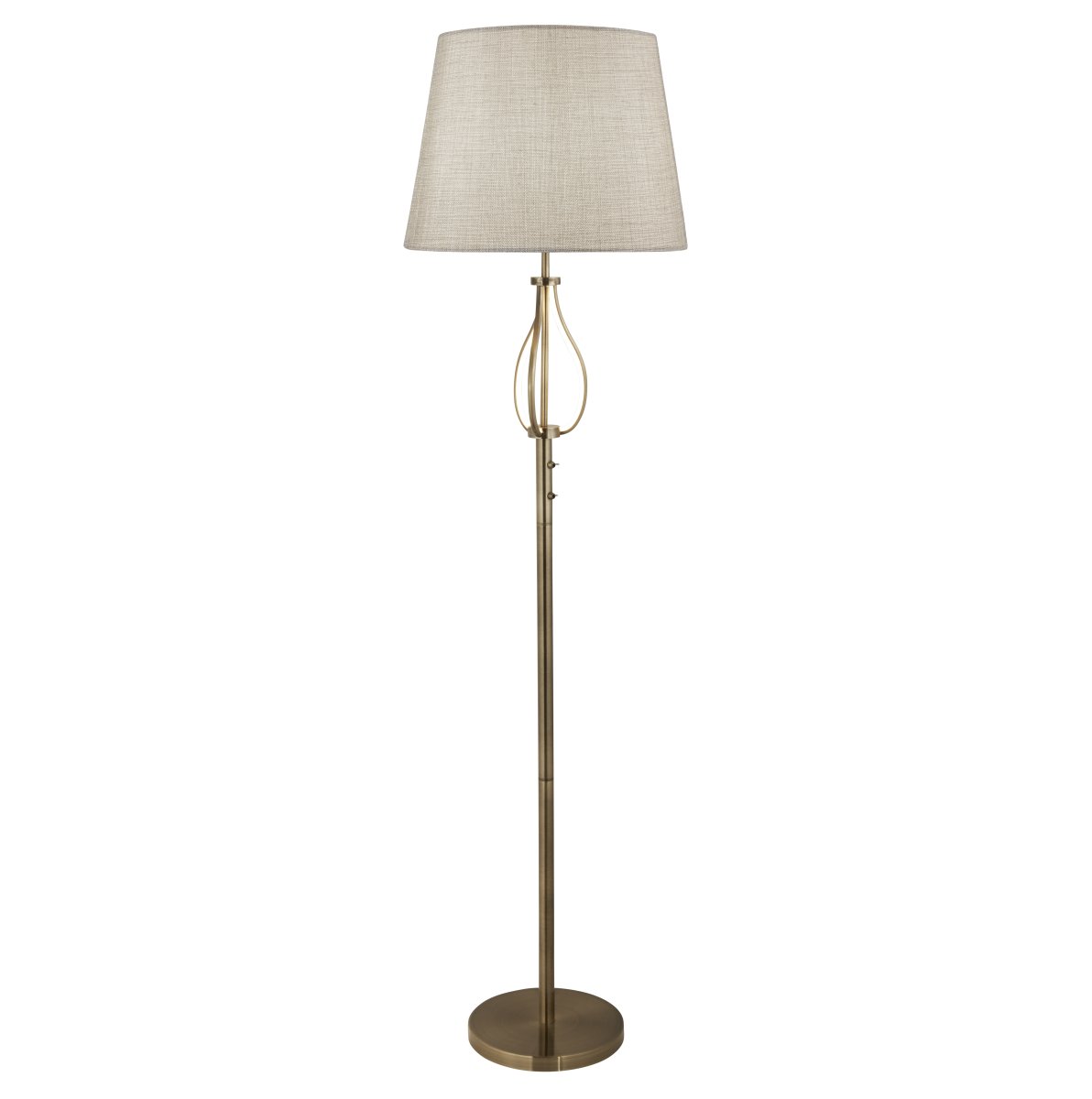 Vegas Antikk messing gulvlampe Fra Searchlight - Det tidløse designet passer perfekt i både tradisjonelle og moderne interiører, noe som gjør den til et vakkert tillegg til stuen, soverommet eller arbeidsrommet.