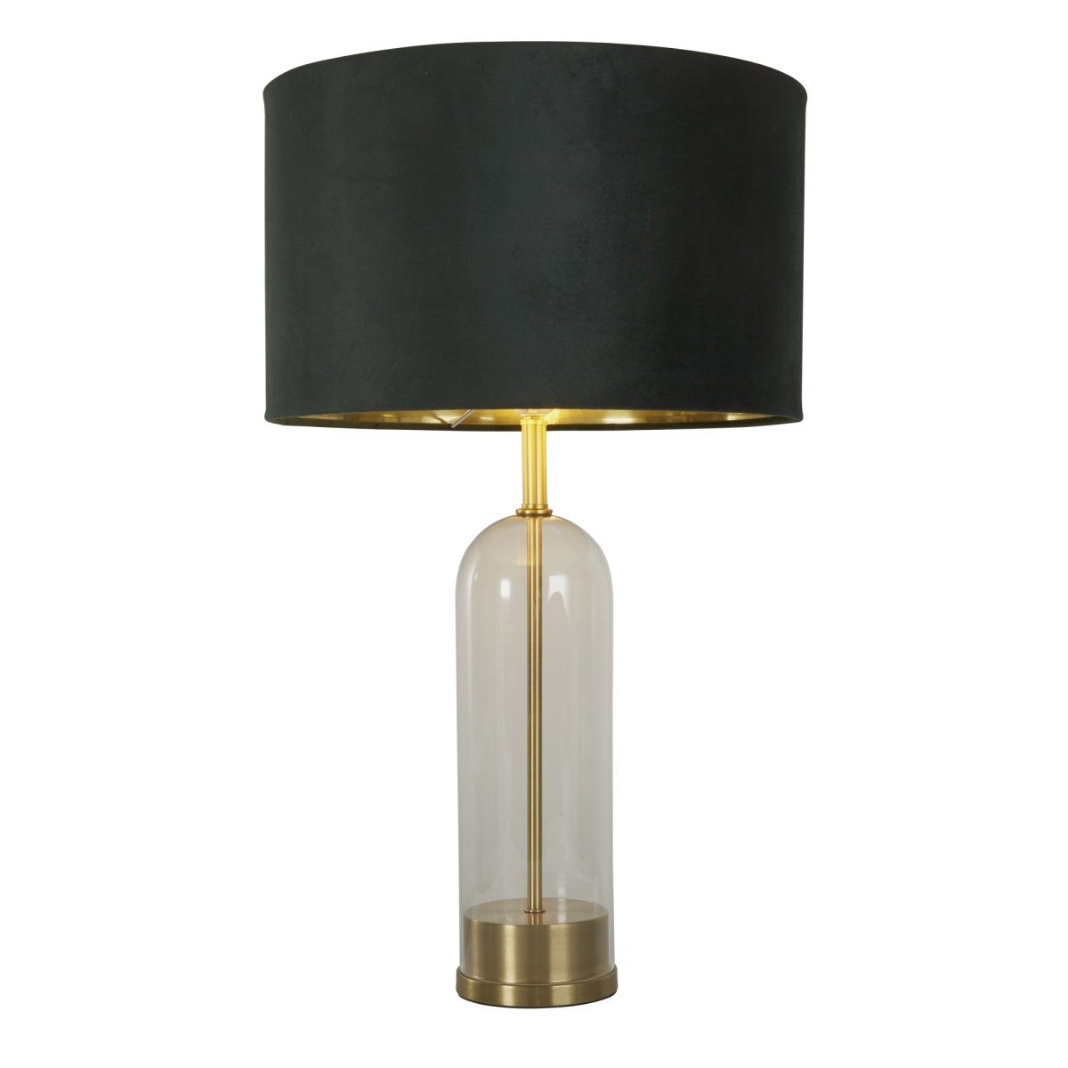 Oxford 44cm Grønn bordlampe Fra Searchlight - Med en imponerende glass- og messingsokkel utstr&aring;ler lampen b&aring;de holdbarhet og raffinement, og gir moderne sjarm til ethvert rom.