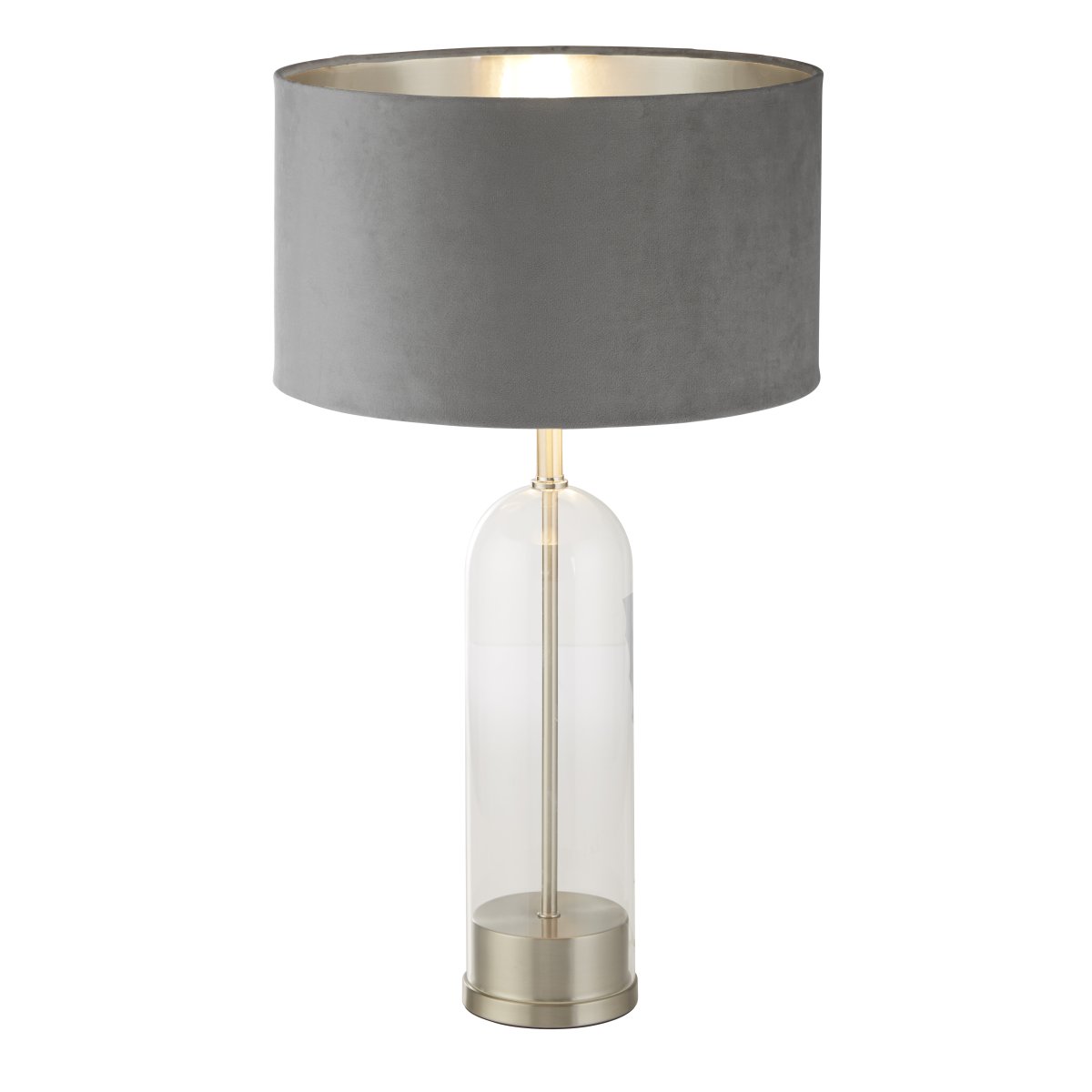 Oxford 44cm Grå bordlampe Fra Searchlight - Oxford bordlampe kombinerer klassisk design med moderne stil p&aring; en s&oslash;t m&aring;te.