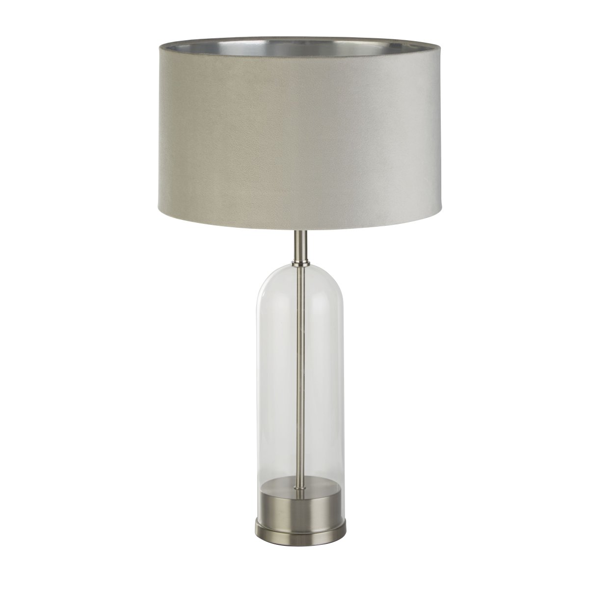 Oxford 44cm Grå bordlampe Fra Searchlight - Oxford bordlampe kombinerer klassisk design med moderne stil p&aring; en s&oslash;t m&aring;te.