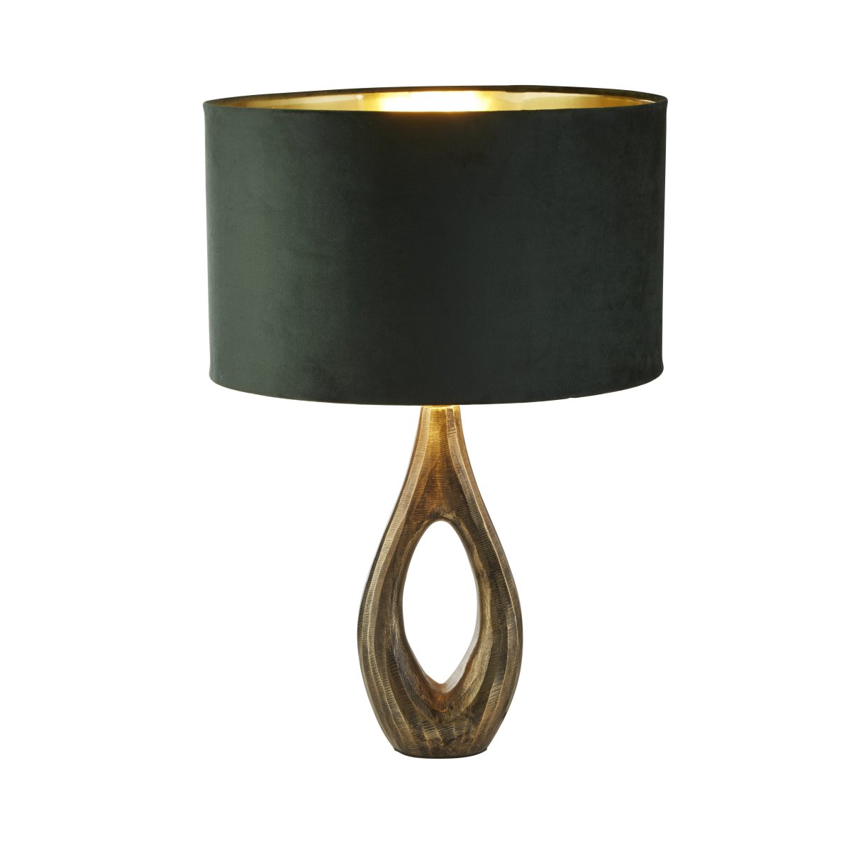 Bucklow 40cm Grønn bordlampe Fra Searchlight - Lampens raffinerte design gir en f&oslash;lelse av sofistikert stil og skaper en varm, myk belysning som er perfekt for &aring; skape en innbydende atmosf&aelig;re i stuen eller soverommet.