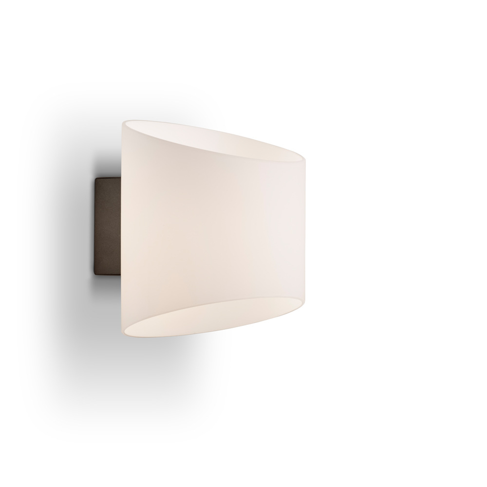 Evoke Oval Antrasitt/opal vegglampe Fra Herstal - Den smarta konstruktionen med b&aring;de upp- och nerljus g&ouml;r den till ett utm&auml;rkt val f&ouml;r att belysa din hall, vardagsrum eller sovrum p&aring; ett subtilt men effektfullt s&auml;tt.