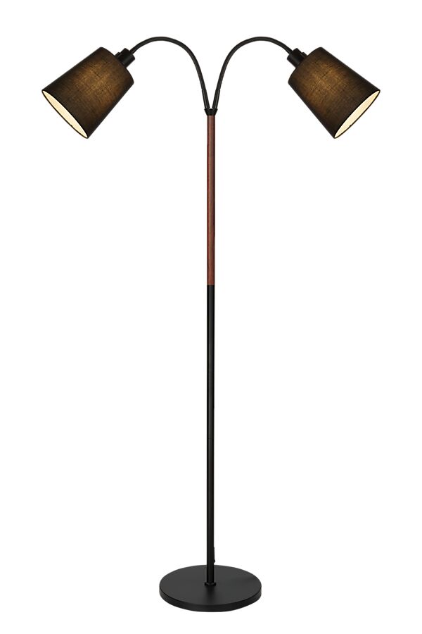 Ljusdal 2 Svart gulvlampe Fra Aneta Lighting - Samtidig bidrar den til en varm og innbydende belysning, noe som gjør den til et praktisk og dekorativt innslag i stuen.