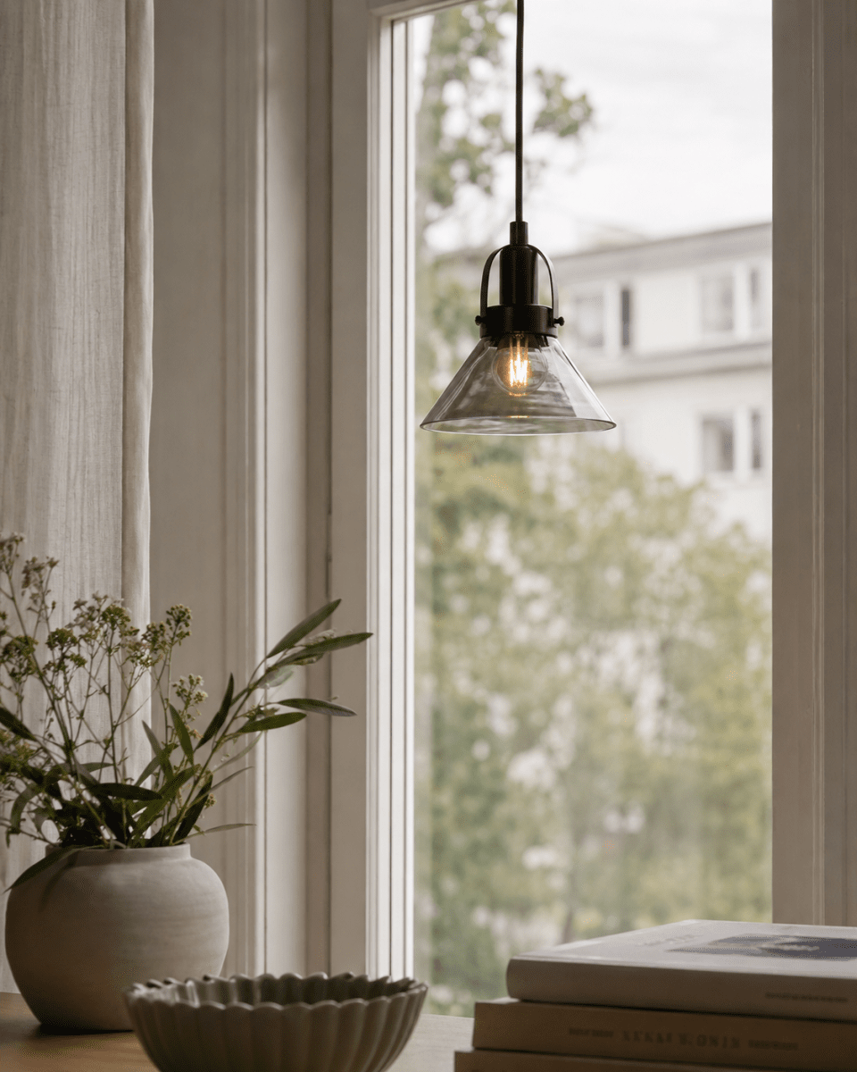 Mäster Ø15 Svart/Røkt vinduslampe Fra Lampan - M&auml;ster vinduslampe er en stilig og moderne lampe som passer perfekt inn i b&aring;de klassiske og moderne hjem.