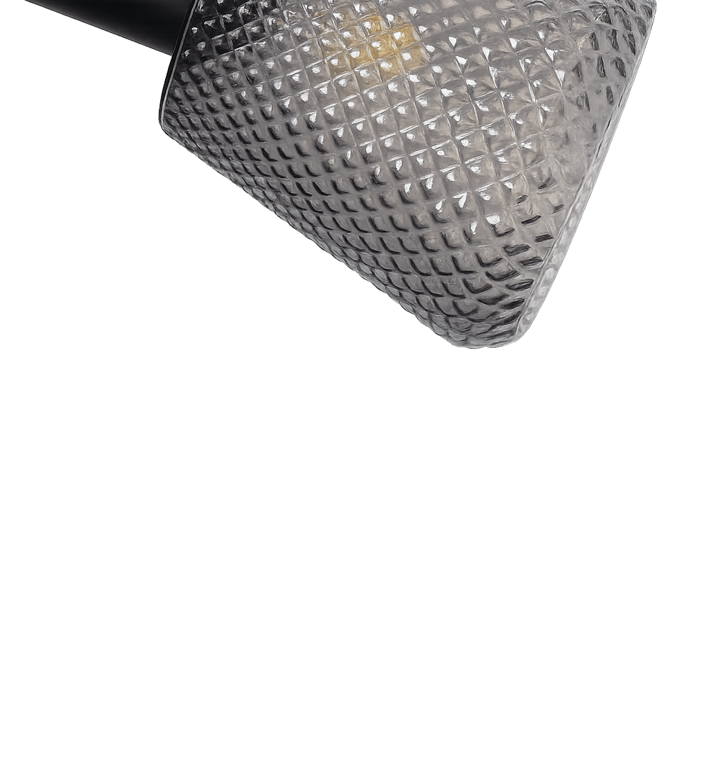 Daimon Ø15 Røykfarget vinduslampe Fra Lampan - Skjermen i r&oslash;kt glass har et vakkert m&oslash;nster som gir et levende og stemningsfullt lys.