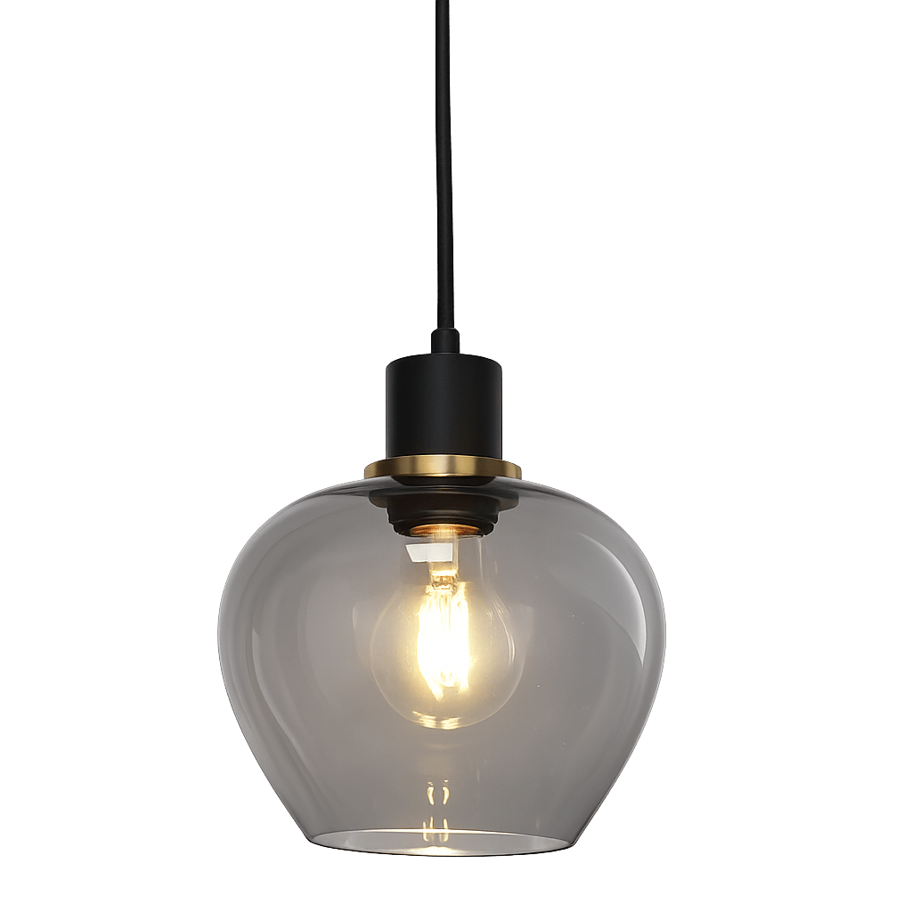 Ariston Ø20 Røykfarget vinduslampe Fra Lampan - Skjermen i r&oslash;kt glass gir et fint og behagelig lys, mens den b&oslash;rstede messingfinishen gir en moderne og eksklusiv f&oslash;lelse.