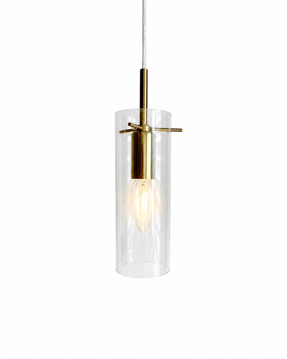 Cilinda Ø7 Messing/gjennomsiktig vinduslampe Fra Nordic Lighting - Cilinda er en tidl&oslash;s vinduslampe med elegant design.