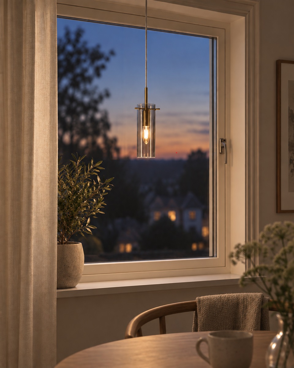 Cilinda Ø7 Messing/røkt vinduslampe Fra Nordic Lighting - Cilinda er en tidl&oslash;s vinduslampe med elegant design.