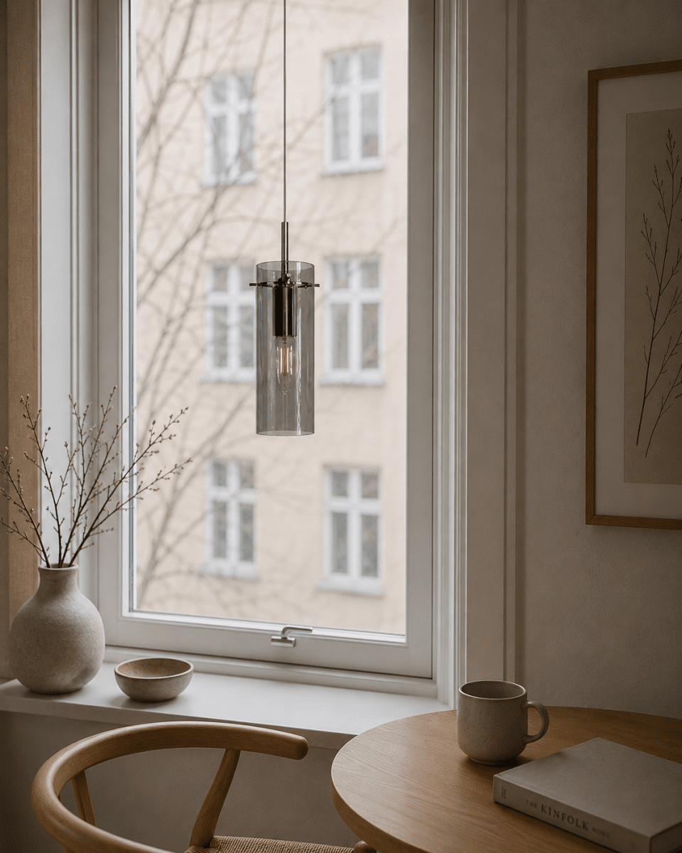 Cilinda Ø7 Krom/røkt vinduslampe Fra Nordic Lighting - Cilinda er en tidl&oslash;s vinduslampe med elegant design.
