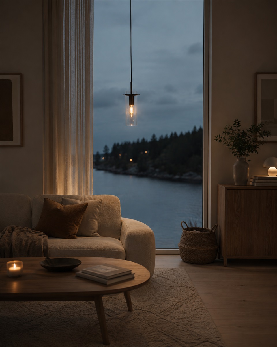 Cilinda Ø7 Svart/gjennomsiktig vinduslampe Fra Nordic Lighting - Cilinda er en tidl&oslash;s vinduslampe med stilig design.