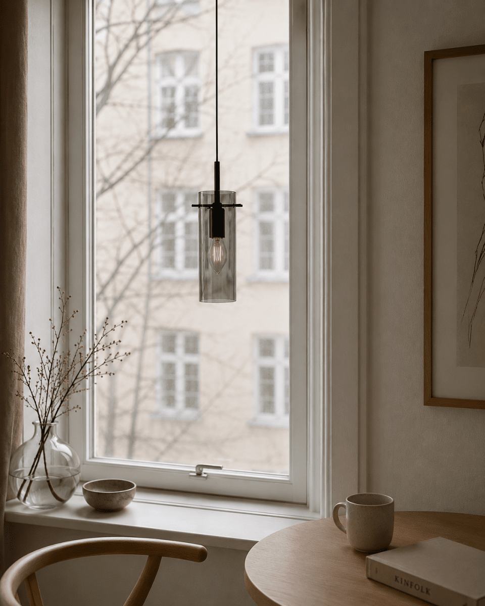 Cilinda Ø7 Svart/Røkt vinduslampe Fra Nordic Lighting - Cilinda er en tidl&oslash;s vinduslampe med elegant design.