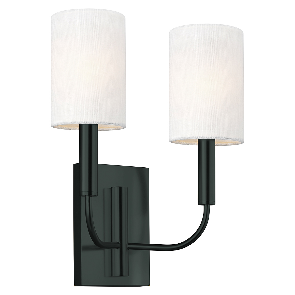 Brianna 36cm Svart vegglampe Fra Elstead Lighting - Lampen er laget av svart metall og har mykt buede armer som skaper en fin kontrast mot den rette veggplaten.