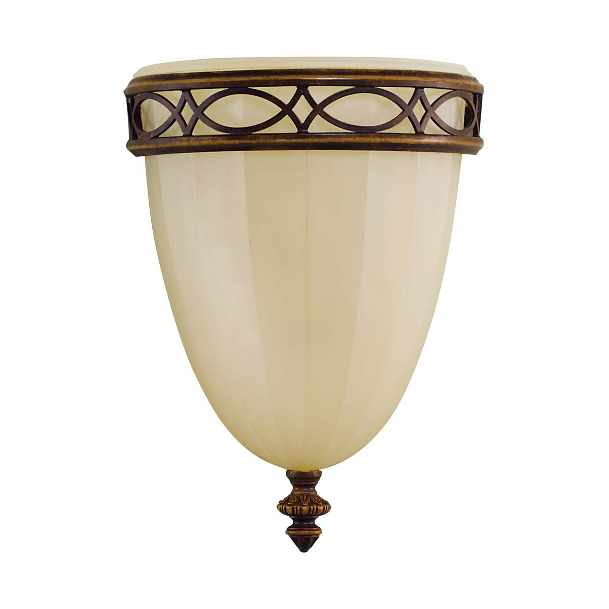 Drawing Room 32cm Bronse vegglampe Fra Elstead Lighting - Ljusk&auml;llan omfamnas av det dekorativa glaset som bidrar med en fin och harmonisk ljusspridning i rummet.